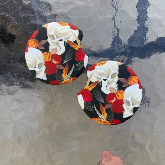 Boho Skull & Roses Car Coasters 2 Pack - Picture 4 of 9